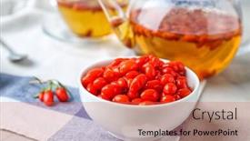 Presentation with goji - Beautiful slides featuring bowl-with-goji-berries backdrop and a coral colored foreground