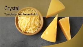  Presentation with cheddar - Theme enhanced with bowl with grated cheese background and a gold colored foreground
