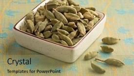  Presentation with cardamom - Slide deck consisting of bowl with green cardamom pods background and a  colored foreground