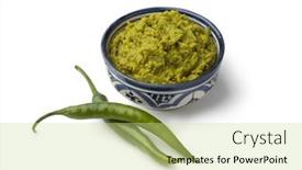  Presentation with white green - Presentation theme enhanced with bowl-with-green-moroccan-harissa background and a soft green colored foreground