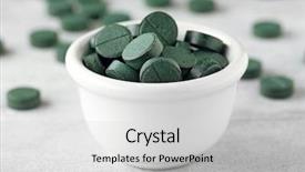  Presentation with spirulina - Cool new PPT layouts with bowl with healthy spirulina tablets backdrop and a light gray colored foreground