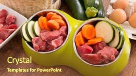  Presentation with raw meat dog - Presentation having bowl with ingredients zucchini background and a tawny brown colored foreground