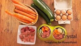  Presentation with raw meat dog - PPT theme consisting of bowl with ingredients zucchini background and a red colored foreground