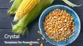  Presentation with kernel corn - Colorful theme enhanced with bowl with kernels and fresh backdrop and a ocean colored foreground