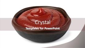  Presentation with ketchup - Amazing slide deck having bowl-with-ketchup-isolated backdrop and a tawny brown colored foreground