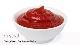  Presentation with ketchup - Slide set featuring bowl-with-ketchup-isolated background and a white colored foreground