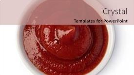  Presentation with ketchup - Cool new slide set with bowl-with-ketchup-isolated backdrop and a coral colored foreground