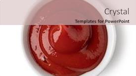  Presentation with ketchup - PPT layouts enhanced with bowl-with-ketchup-sauce-isolated background and a soft green colored foreground
