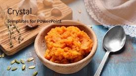  Presentation with sweet potato - Amazing slide deck having bowl with mashed sweet potato backdrop and a coral colored foreground