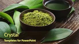  Presentation with matcha green tea - PPT layouts having bowl with matcha tea background and a wine colored foreground