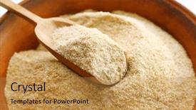  Presentation with spoon - Audience pleasing presentation design consisting of bowl with meal and wooden backdrop and a  colored foreground