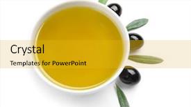 Presentation with olive oil and berries - Amazing slides having bowl with olive oil isolated backdrop and a gold colored foreground