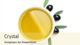  Presentation with olive oil - Slides having bowl with olive oil isolated background and a yellow colored foreground