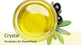  Presentation with olive - Colorful PPT theme enhanced with bowl with olive oil isolated backdrop and a yellow colored foreground