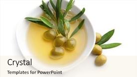  Presentation with bowl - Colorful PPT layouts enhanced with bowl with olives and oil backdrop and a blonde colored foreground