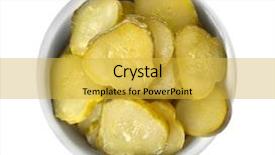  Presentation with bowl - PPT theme consisting of bowl with pickled cucumber slices background and a yellow colored foreground