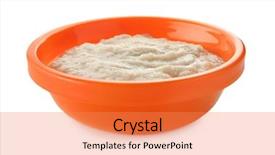  Presentation with bowl - Amazing PPT theme having ration - bowl with porridge for baby backdrop and a coral colored foreground
