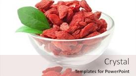  Presentation with goji - PPT theme consisting of bowl-with-red-dried-goji background and a soft green colored foreground