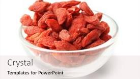  Presentation with goji - Audience pleasing PPT layouts consisting of bowl-with-red-dried-goji backdrop and a lemonade colored foreground