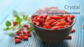  Presentation with goji - PPT layouts featuring bowl-with-red-dried-goji background and a cool aqua colored foreground