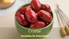  Presentation with snack food - PPT layouts consisting of bowl-with-red-italan-bella background and a tawny brown colored foreground