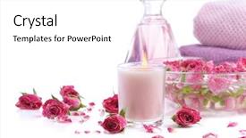  Presentation with pink rose petals on white - PPT layouts featuring bowl with rose petals rose background and a white colored foreground