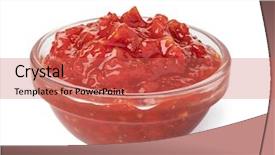  Presentation with sauce - Presentation with bowl with salsa sauce isolated background and a coral colored foreground