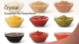  Presentation with sauce - Presentation consisting of bowl with sauce set isolated background and a lemonade colored foreground