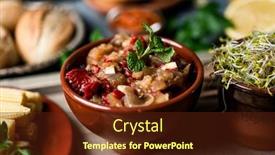  Presentation with vegan - Presentation theme enhanced with bowl-with-some-escalivada background and a tawny brown colored foreground