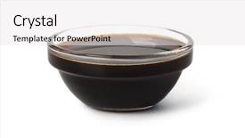  Presentation with soy sauce - Beautiful slide set featuring bowl with soy sauce isolated backdrop and a white colored foreground