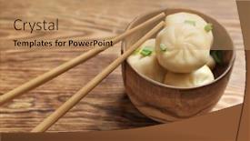  Presentation with bowl - Presentation having bowl-with-tasty-baozi-dumplings background and a coral colored foreground