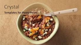  Presentation with brown rice - Theme having bowl-with-tasty-brown-rice background and a coral colored foreground
