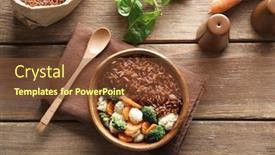  Presentation with brown rice - Beautiful PPT theme featuring bowl with tasty brown rice backdrop and a tawny brown colored foreground