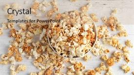  Presentation with popcorn - Amazing theme having bowl with tasty caramel popcorn backdrop and a coral colored foreground