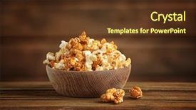  Presentation with popcorn - Beautiful slide deck featuring bowl with tasty caramel popcorn backdrop and a tawny brown colored foreground