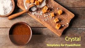  Presentation with sauce - Cool new PPT theme with bowl with tasty caramel sauce backdrop and a tawny brown colored foreground