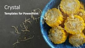  Presentation with corn cobs - Slide set consisting of bowl-with-tasty-corn-cobs background and a dark gray colored foreground