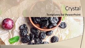  Presentation with bowl - Colorful presentation design enhanced with bowl with tasty dried plums backdrop and a lemonade colored foreground