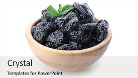  Presentation with bowl - PPT theme consisting of bowl with tasty dried plums background and a soft green colored foreground