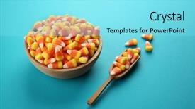  Presentation with halloween candy assorti - Audience pleasing presentation design consisting of bowl with tasty halloween candies backdrop and a  colored foreground