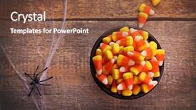  Presentation with bowl - Amazing slide deck having bowl with tasty halloween candies backdrop and a  colored foreground