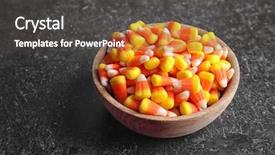  Presentation with spooky halloween graveyard dark - PPT theme featuring bowl with tasty halloween candies background and a  colored foreground