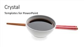  Presentation with soy sauce - Slide set featuring bowl with tasty soy sauce background and a white colored foreground