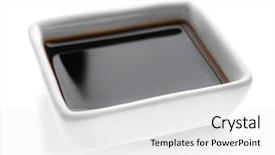  Presentation with soy sauce - Amazing slide deck having bowl with tasty soy sauce backdrop and a white colored foreground