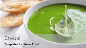  Presentation with spinach - Cool new presentation theme with bowl with tasty spinach soup on table backdrop and a light gray colored foreground