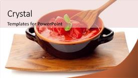  Presentation with classic homemade tomato sauce - Audience pleasing slides consisting of bowl with tomato sauce backdrop and a lemonade colored foreground