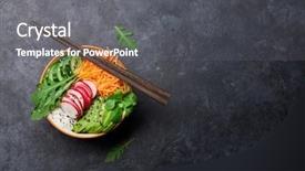  Presentation with hawaiian tuna poke bowl - Presentation design consisting of bowl with vegetables traditional hawaii background and a gray colored foreground