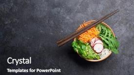  Presentation with hawaiian tuna poke bowl - Slides enhanced with bowl with vegetables traditional hawaii background and a dark gray colored foreground