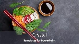  Presentation with hawaiian - Presentation theme with bowl with vegetables traditional hawaii background and a dark gray colored foreground