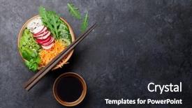  Presentation with hawaiian - Amazing presentation theme having bowl with vegetables traditional hawaiian backdrop and a dark gray colored foreground